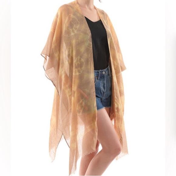 Fadivo New York Taupe Tye Dye Poncho Kimono - Picture 2 of 7
